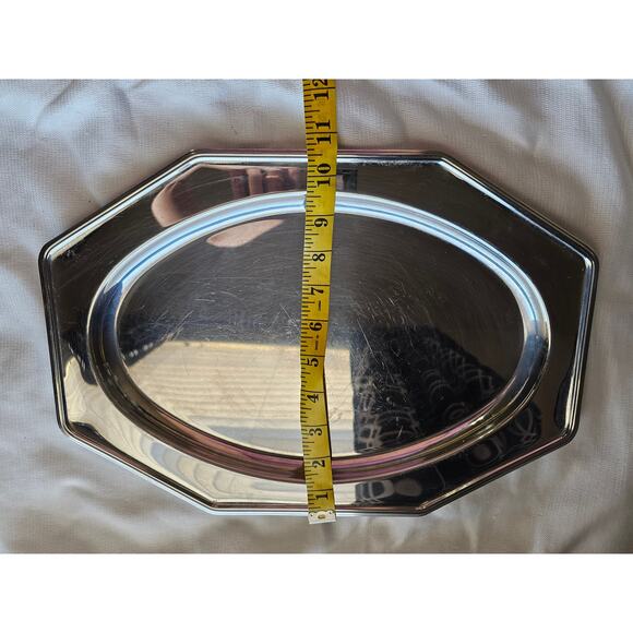 Sheffield 18/10 Stainless Steel Serving Tray 14" x 10" Octagonal Platter - Picture 5 of 6